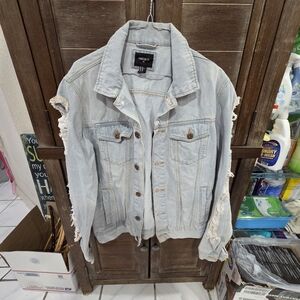 Forever 21 Men's Distressed Jean Jacket Size XS Button Up